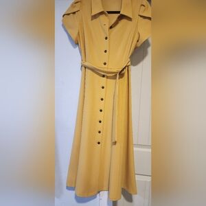 Elegant Yellow Button-Down Dress